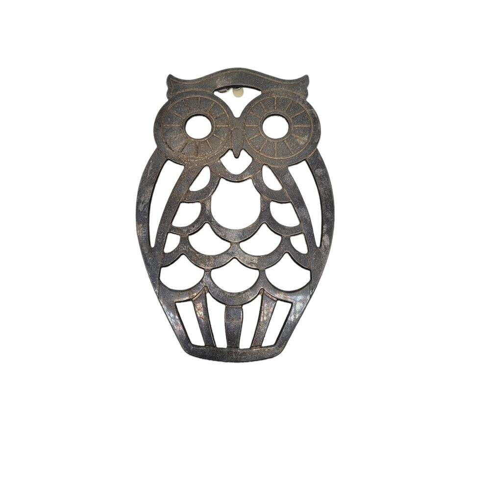 MCM Owl Trivet Leonard Silverplate Made in Italy Vintage Retro Wall Hanging